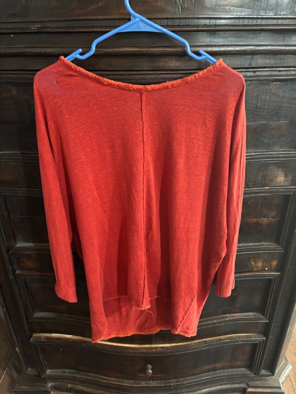 Sundance Ariane 100% Linen Burnt Orange Dolman Sleeve relaxed fix Top size XS